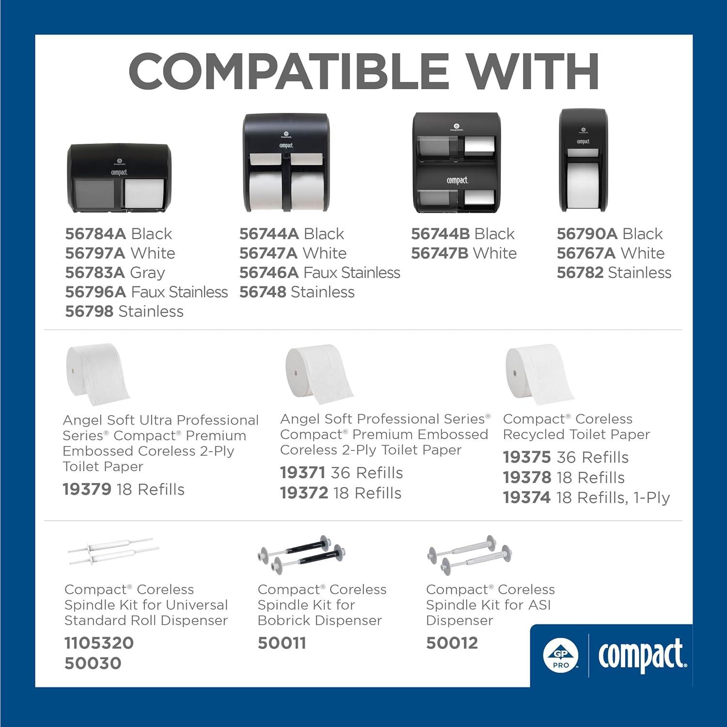 image:imageGeorgiaPacific Compact 4Roll Quad Coreless HighCapacity Toilet Paper Dispenser by GP PRO Faux Stainless 56746A 11750 W x 6900 D x 13250 HStainless Finish