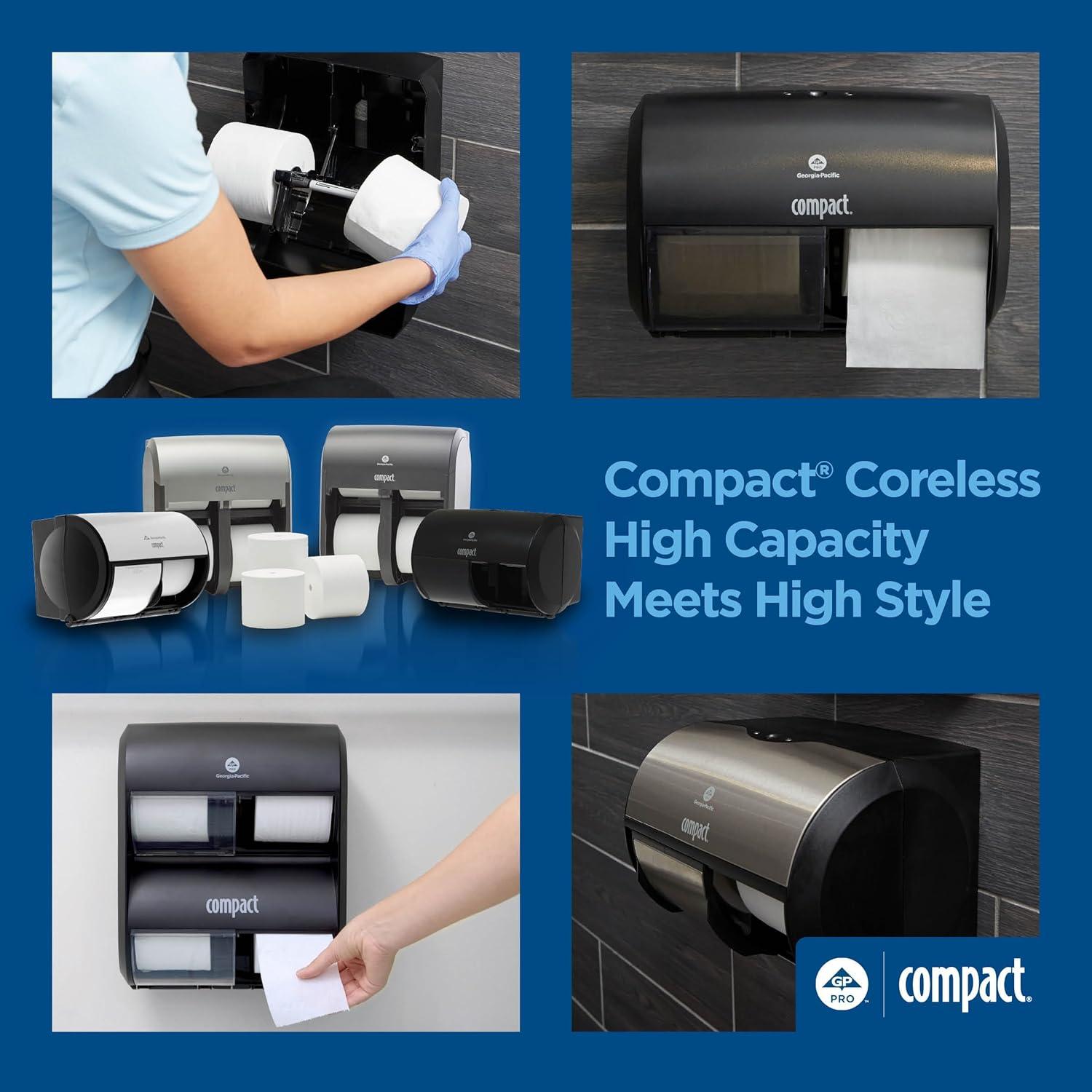 image:imageGeorgiaPacific Compact 4Roll Quad Coreless HighCapacity Toilet Paper Dispenser by GP PRO Faux Stainless 56746A 11750 W x 6900 D x 13250 HStainless Finish