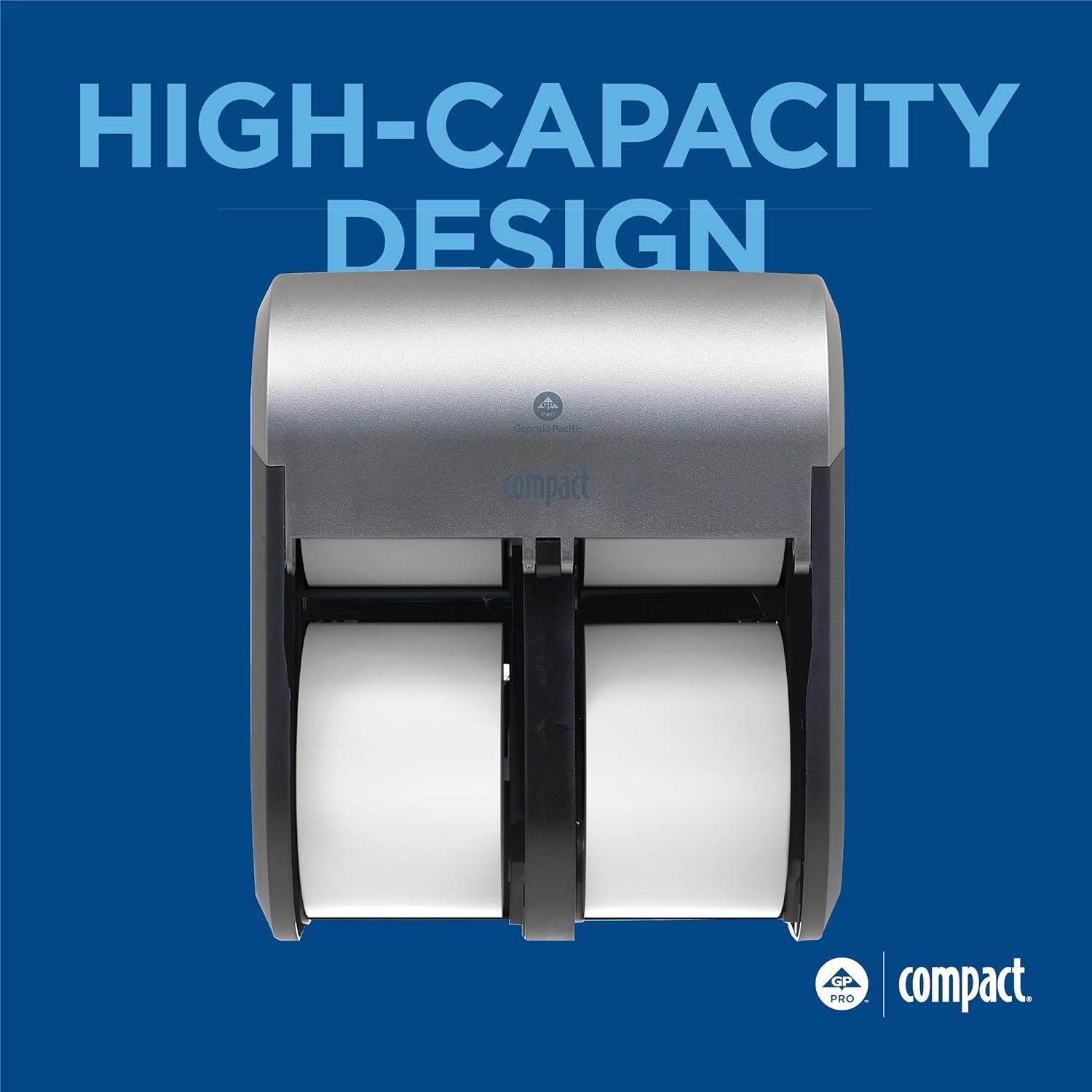 image:imageGeorgiaPacific Compact 4Roll Quad Coreless HighCapacity Toilet Paper Dispenser by GP PRO Faux Stainless 56746A 11750 W x 6900 D x 13250 HStainless Finish
