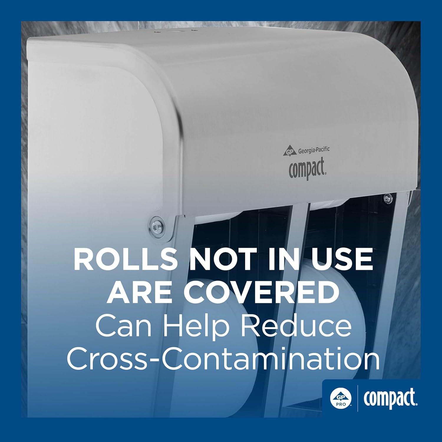 image:imageGeorgiaPacific Compact 4Roll Quad Coreless HighCapacity Toilet Paper Dispenser by GP PRO Faux Stainless 56746A 11750 W x 6900 D x 13250 HStainless Steel