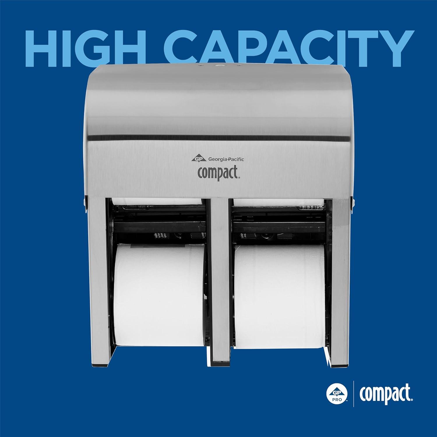 image:imageGeorgiaPacific Compact 4Roll Quad Coreless HighCapacity Toilet Paper Dispenser by GP PRO Faux Stainless 56746A 11750 W x 6900 D x 13250 HStainless Steel