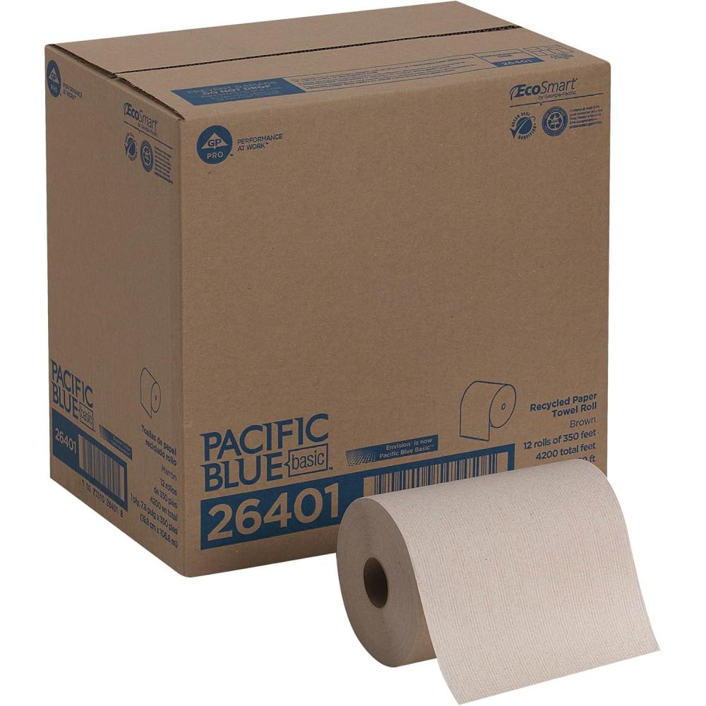 image:imageGeorgiaPacific Pacific Blue Basic Recycled Hardwound Paper Towel Rolls by GP PRO GeorgiaPacific Brown 26301 800 Feet Per Roll 6 Rolls Per Case12 Rolls