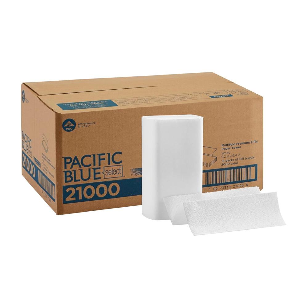 image:imagePacific Blue Select Multifold Premium 2Ply Paper Towels Previously Branded Signature by GP PRO GeorgiaPacific White 21000 125 Paper Towels Per Pack 16 Packs Per Case