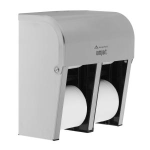Georgia-Pacific Compact 4-Roll Quad Coreless High-Capacity Toilet Paper Dispenser by GP PRO, Faux Stainless, 56746A. 11.750″ W x 6.900″ D x 13.250″ H(Stainless Steel)