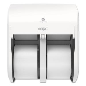 Georgia-Pacific Compact 4-Roll Quad Coreless High-Capacity Toilet Paper Dispenser by GP PRO, Faux Stainless, 56746A. 11.750″ W x 6.900″ D x 13.250″ H(White)