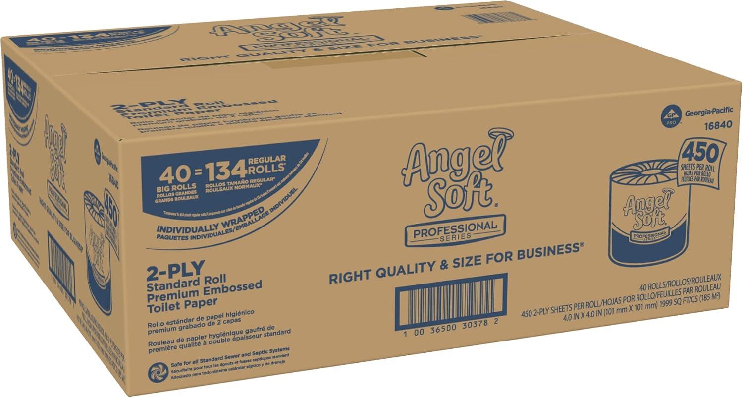 image:imageAngel Soft Professional Series by GeorgiaPacific PRO 2Ply Embossed Toilet Paper White Individually Wrapped 450 Sheets Per Roll 80 Toilet Tissue Rolls Per Case 16880450 Count Pack of 40