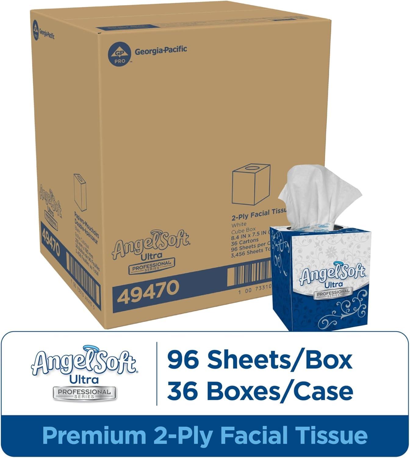 image:imageAngel Soft Ultra Professional Series Premium 2Ply Facial Tissue by GP PRO GeorgiaPacific Flat Box 48560 125 Sheets Per Box 30 Boxes Per CaseWhite