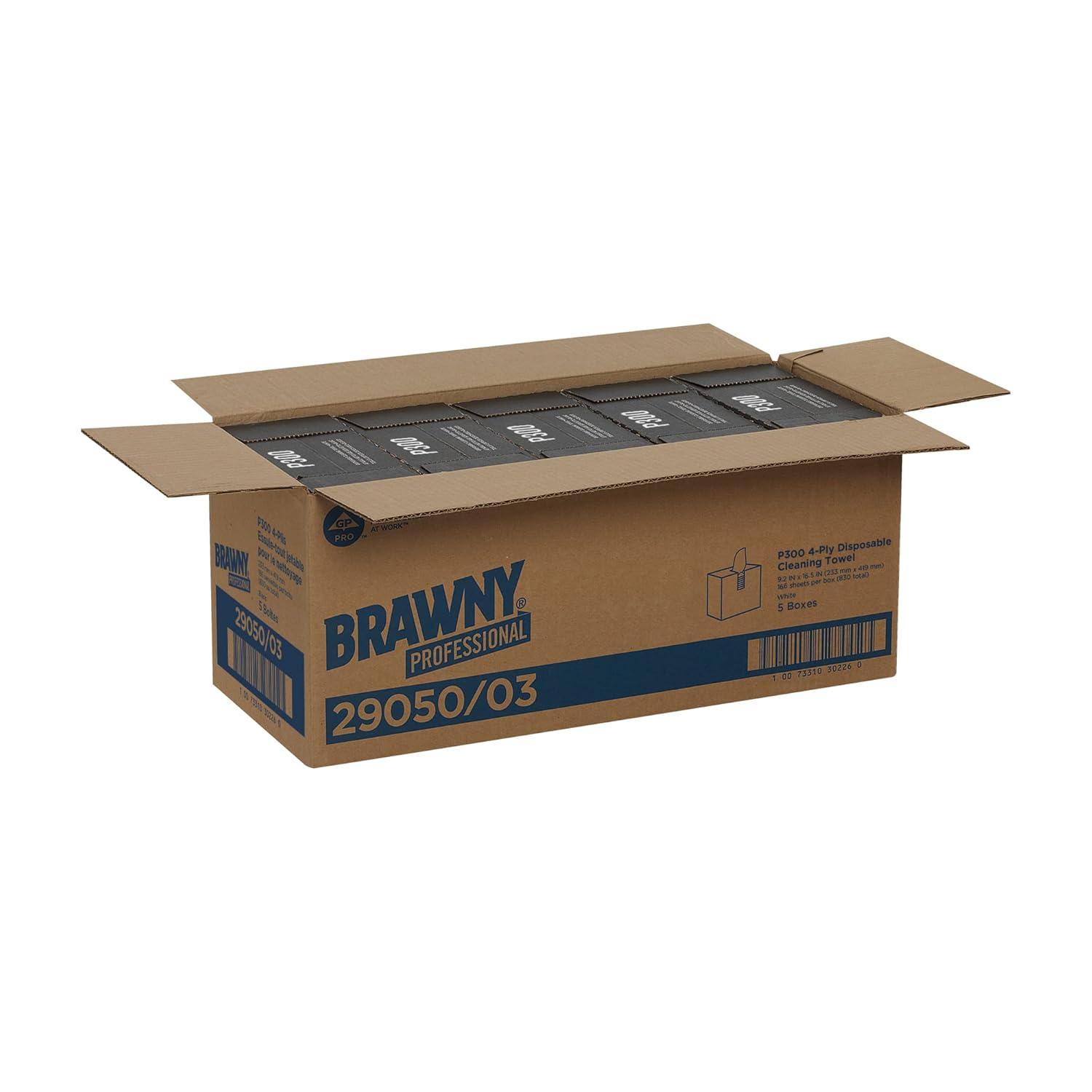 image:imageBrawny Professional P300 Disposable Cleaning Towel by GP PRO 2905003 Medium Duty Tall Box White 5 Boxes 166 Count