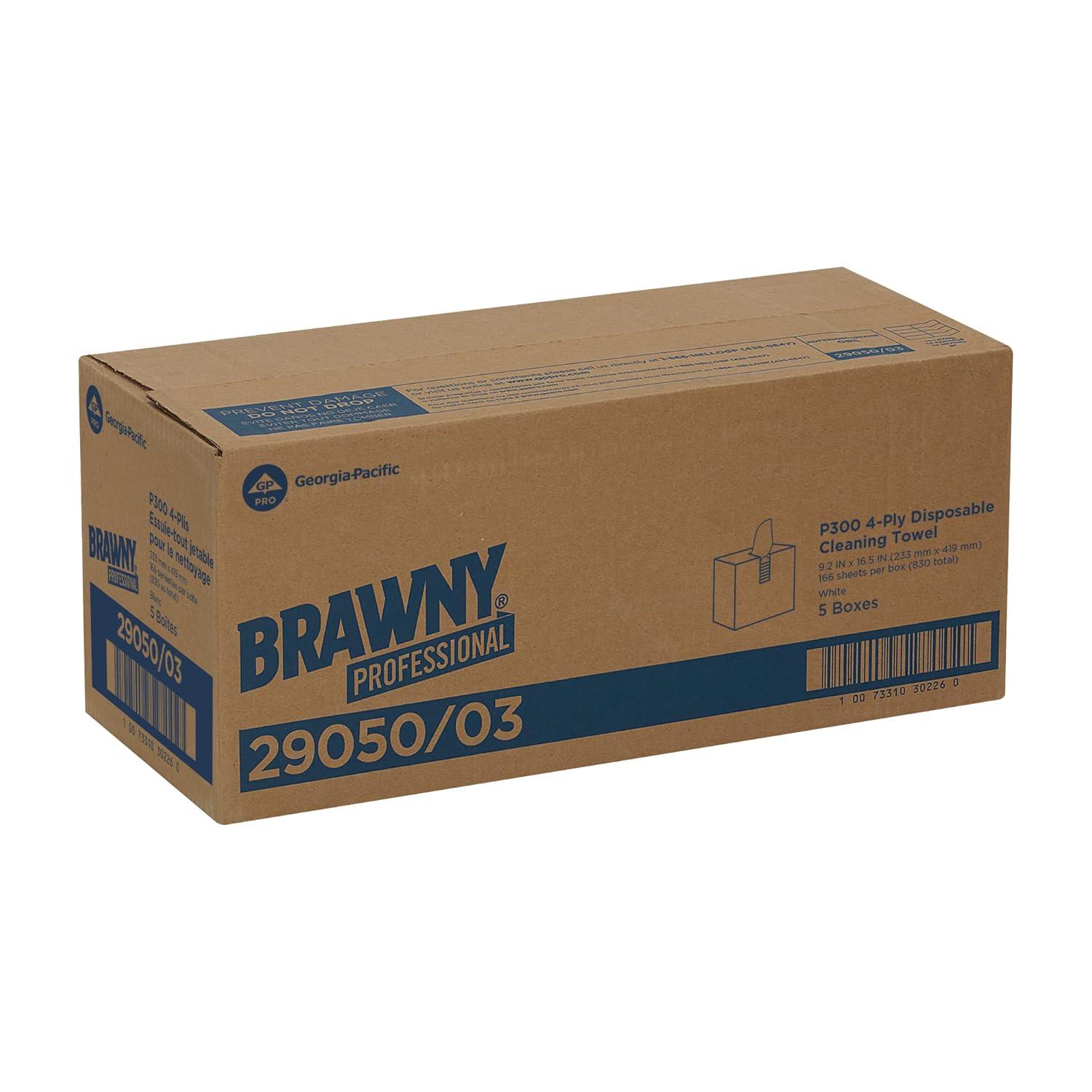 image:imageBrawny Professional P300 Disposable Cleaning Towel by GP PRO 2905003 Medium Duty Tall Box White 5 Boxes 166 Count