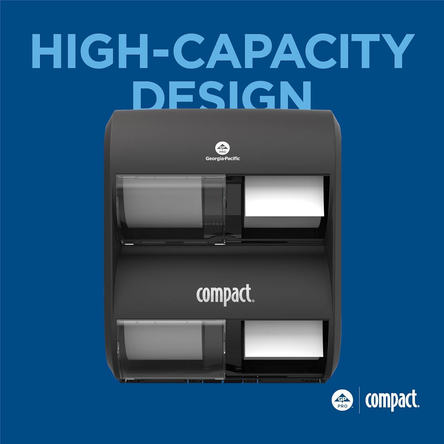 image:imageCompact 4ROLL Quad Plus CORELESS HIGHCapacity Toilet Paper Dispenser Black 1 Dispenser