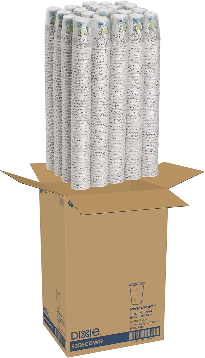 image:imageDixie PerfecTouch 8 oz Paper Coffee Cups By GP PRO Coffee Haze Design 1000 Count Individually Wrapped Disposable Cups 5338CDWRMulticolor