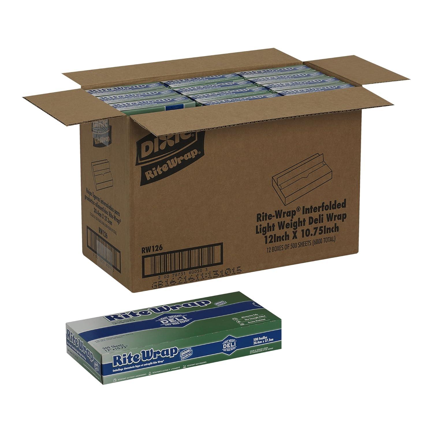 image:imageDixie RiteWrap LightWeight Interfolded Dry Wax Deli Paper by GP PRO GeorgiaPacific White RW106 10 W x 1075 L Case of 12 Boxes 500 Sheets Per Box12 W x 1075 L