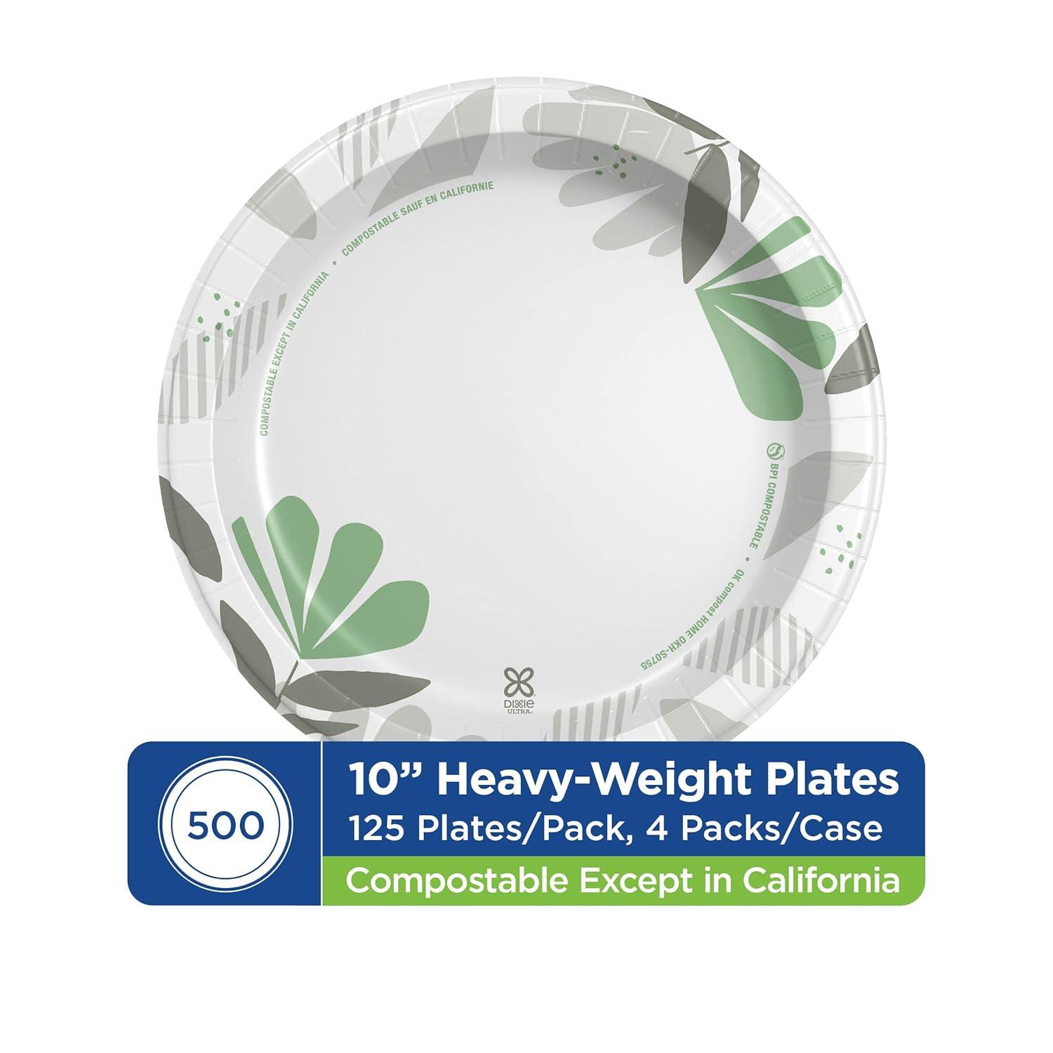 image:imageDixie Ultra 10 Inch HeavyWeight Paper Plates By GP PRO Pathways Botanical Design 500 Count 125 Disposable Plates Per Pack 4 Packs Per Case SXP10PATHPathways Design