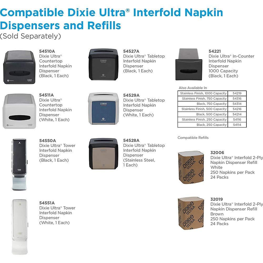 image:imageDixie Ultra Tabletop Interfold Napkin Dispenser by GP PRO GeorgiaPacific Stainless 54528A Holds 275 Napkins 7600 W x 6100 D x 7200 HBlack