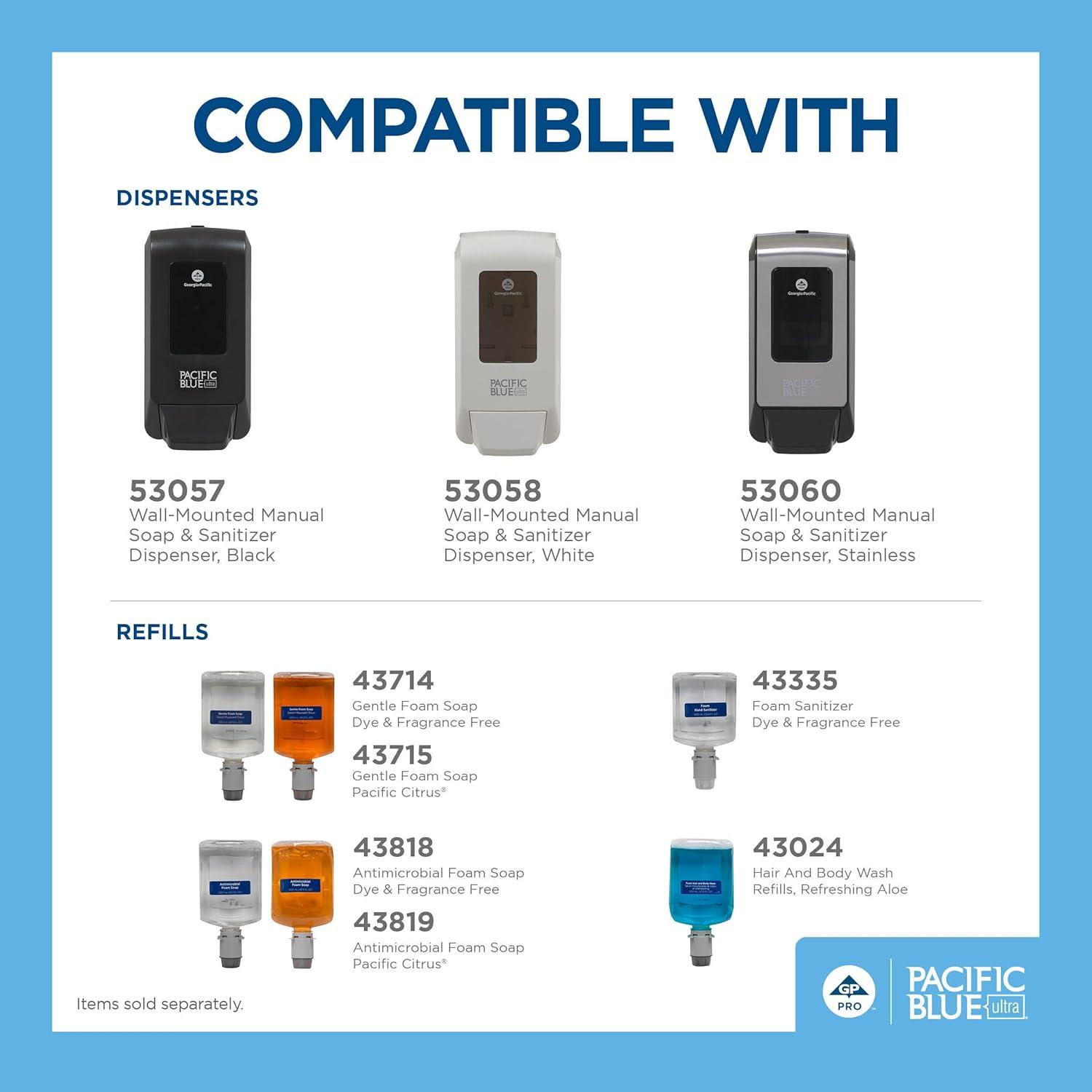 image:imageGeorgiaPacific 53590 Pacific Blue Ultra Automated Soap Dispenser Black Wall Mounted Easy To Install amp Maintain Batteries IncludedBlack
