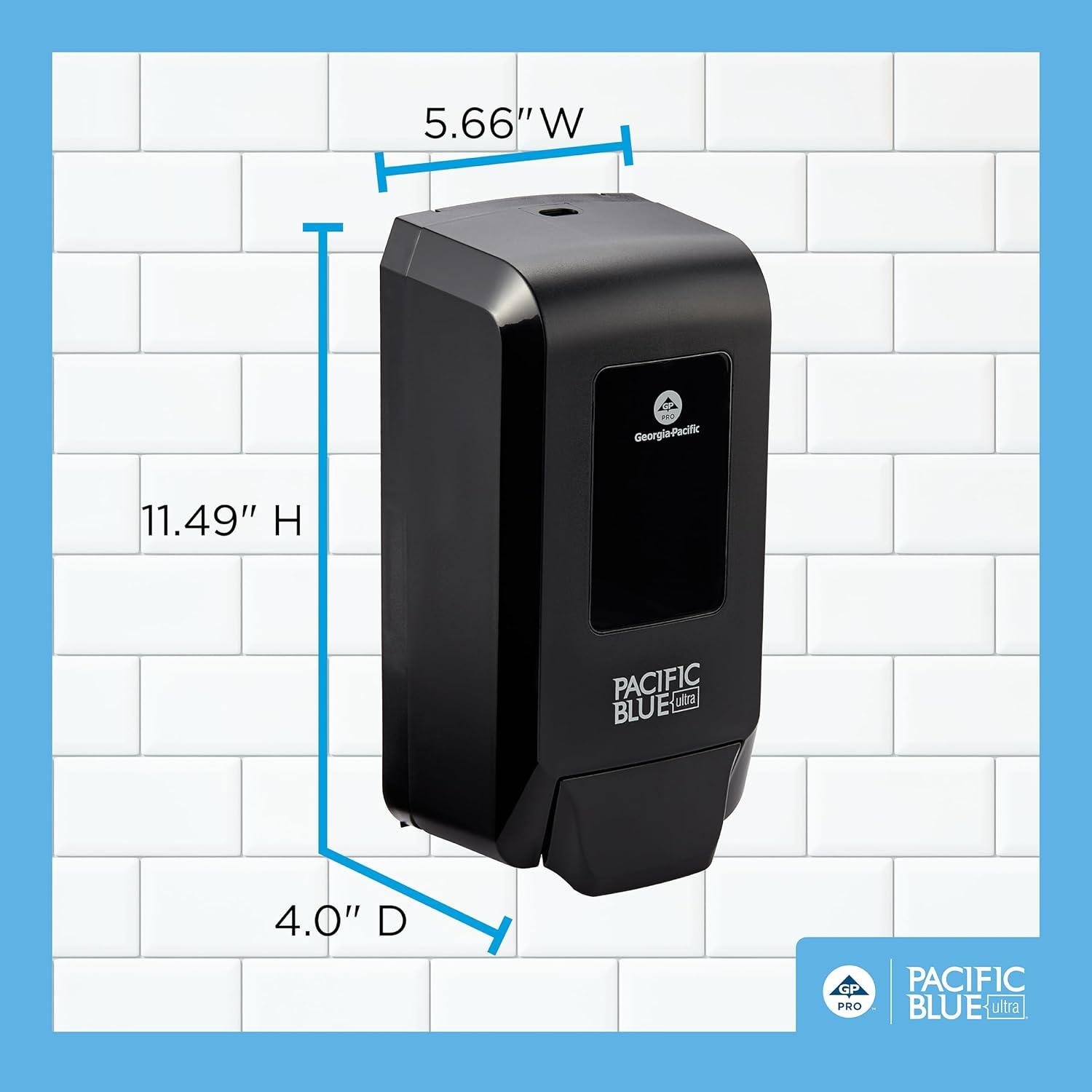 image:imageGeorgiaPacific 53590 Pacific Blue Ultra Automated Soap Dispenser Black Wall Mounted Easy To Install amp Maintain Batteries IncludedManual Push Dispenser