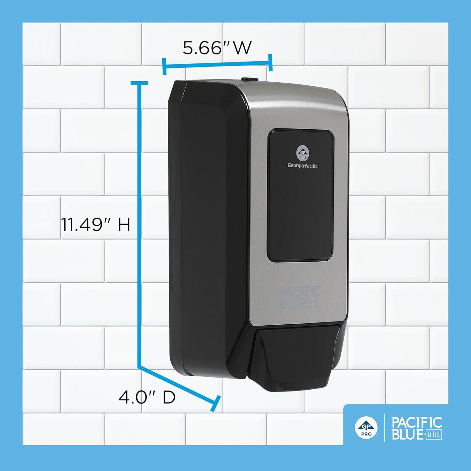 image:imageGeorgiaPacific 53590 Pacific Blue Ultra Automated Soap Dispenser Black Wall Mounted Easy To Install amp Maintain Batteries IncludedManual Push Dispenser
