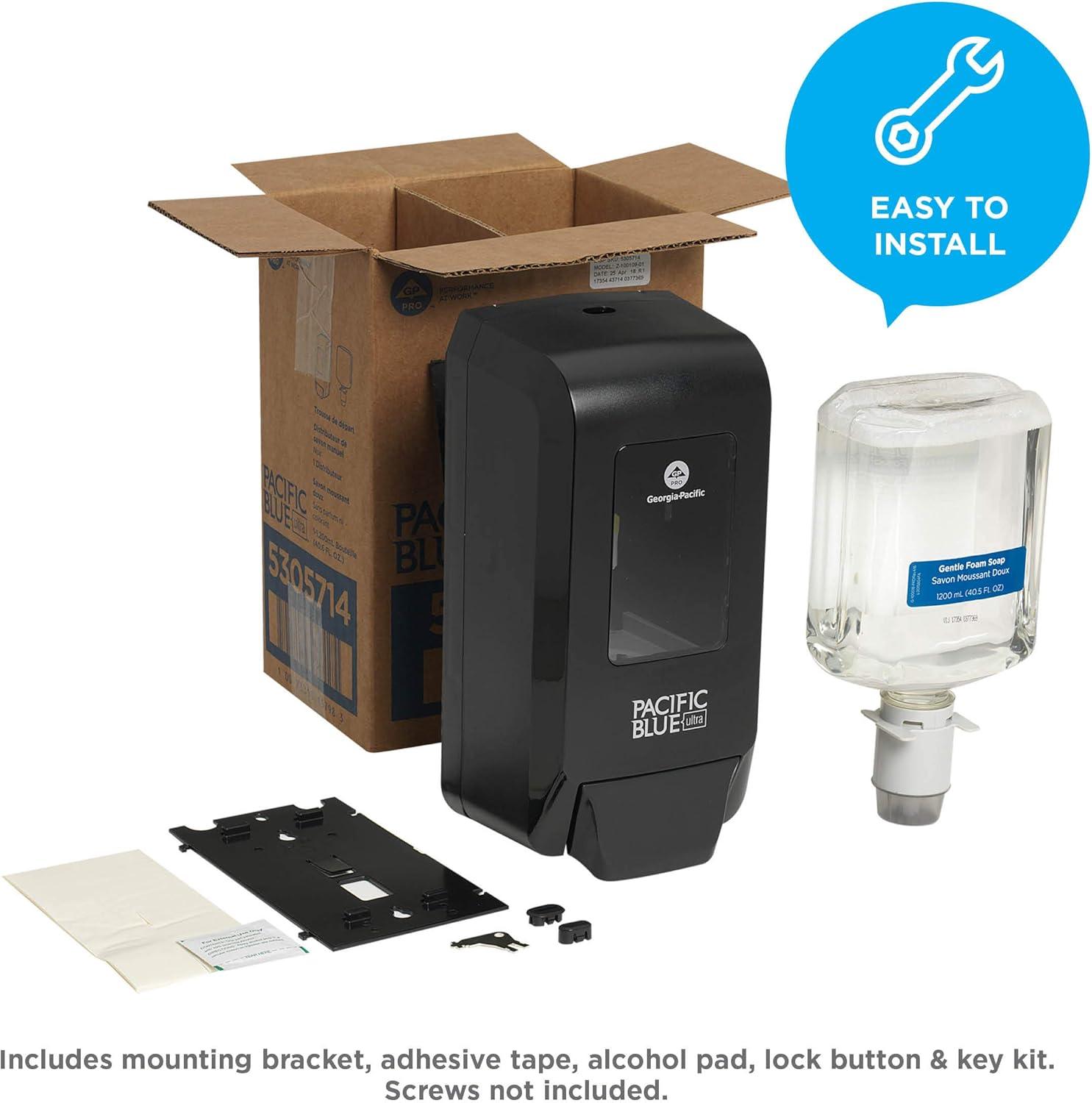 image:imageGeorgiaPacific 53590 Pacific Blue Ultra Automated Soap Dispenser Black Wall Mounted Easy To Install amp Maintain Batteries IncludedManual Push Dispenser