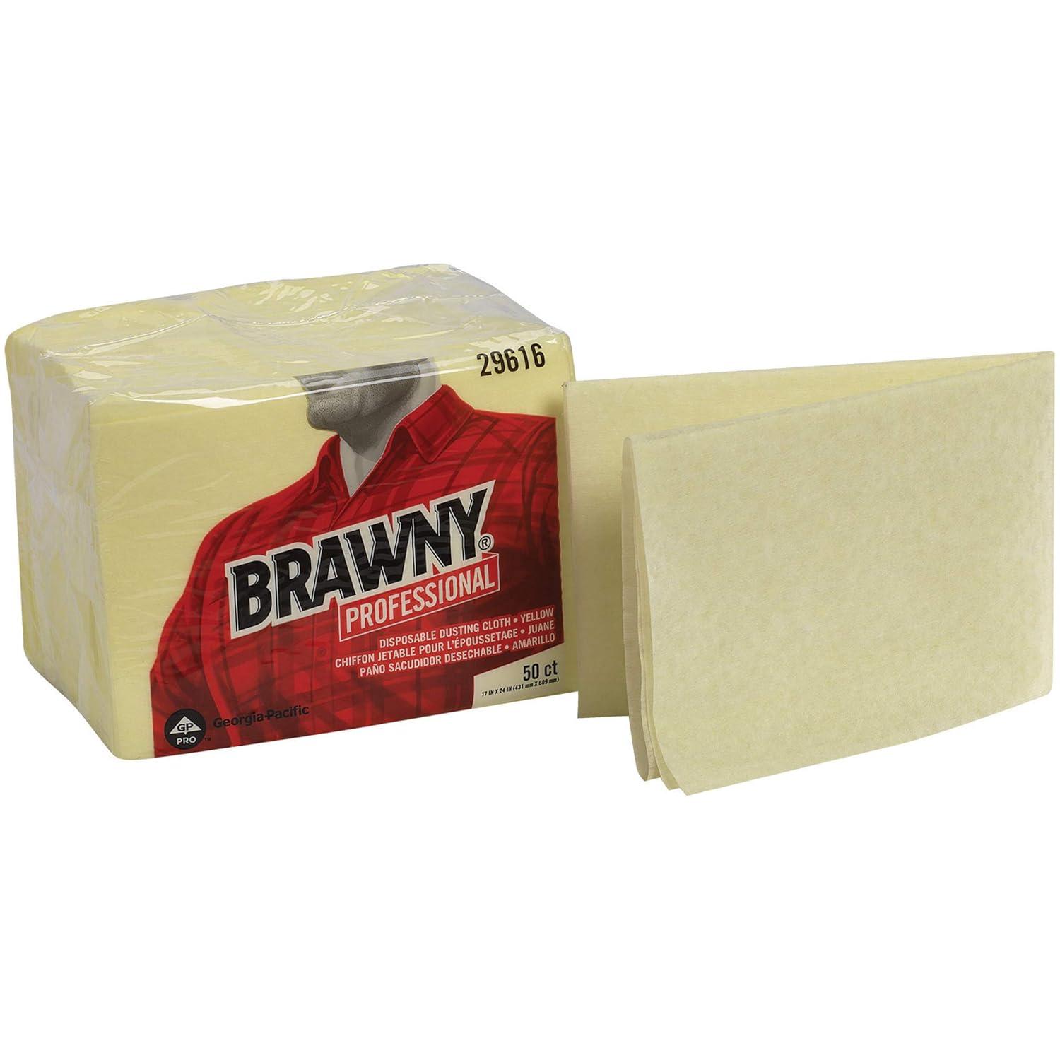image:imageGeorgiaPacific Brawny Yellow 18 Fold Disposable Dusting Cloth by GP PRO 24 Length x 17 Width 29616 Case of 4 Packs 50 Cloths per Pack17 x 24