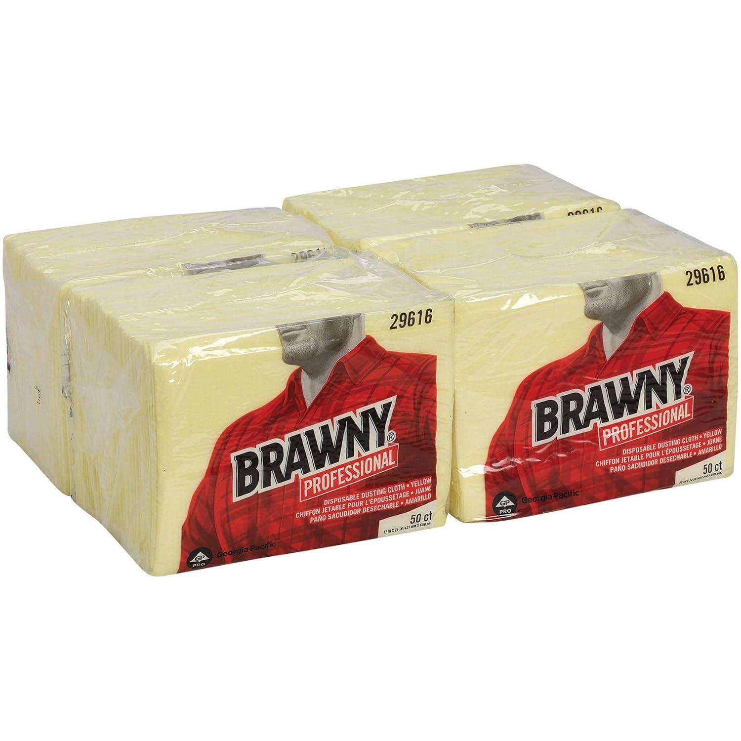 image:imageGeorgiaPacific Brawny Yellow 18 Fold Disposable Dusting Cloth by GP PRO 24 Length x 17 Width 29616 Case of 4 Packs 50 Cloths per Pack17 x 24