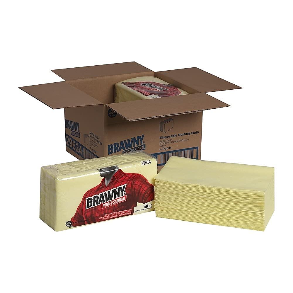 image:imageGeorgiaPacific Brawny Yellow 18 Fold Disposable Dusting Cloth by GP PRO 24 Length x 17 Width 29616 Case of 4 Packs 50 Cloths per Pack24 x 24