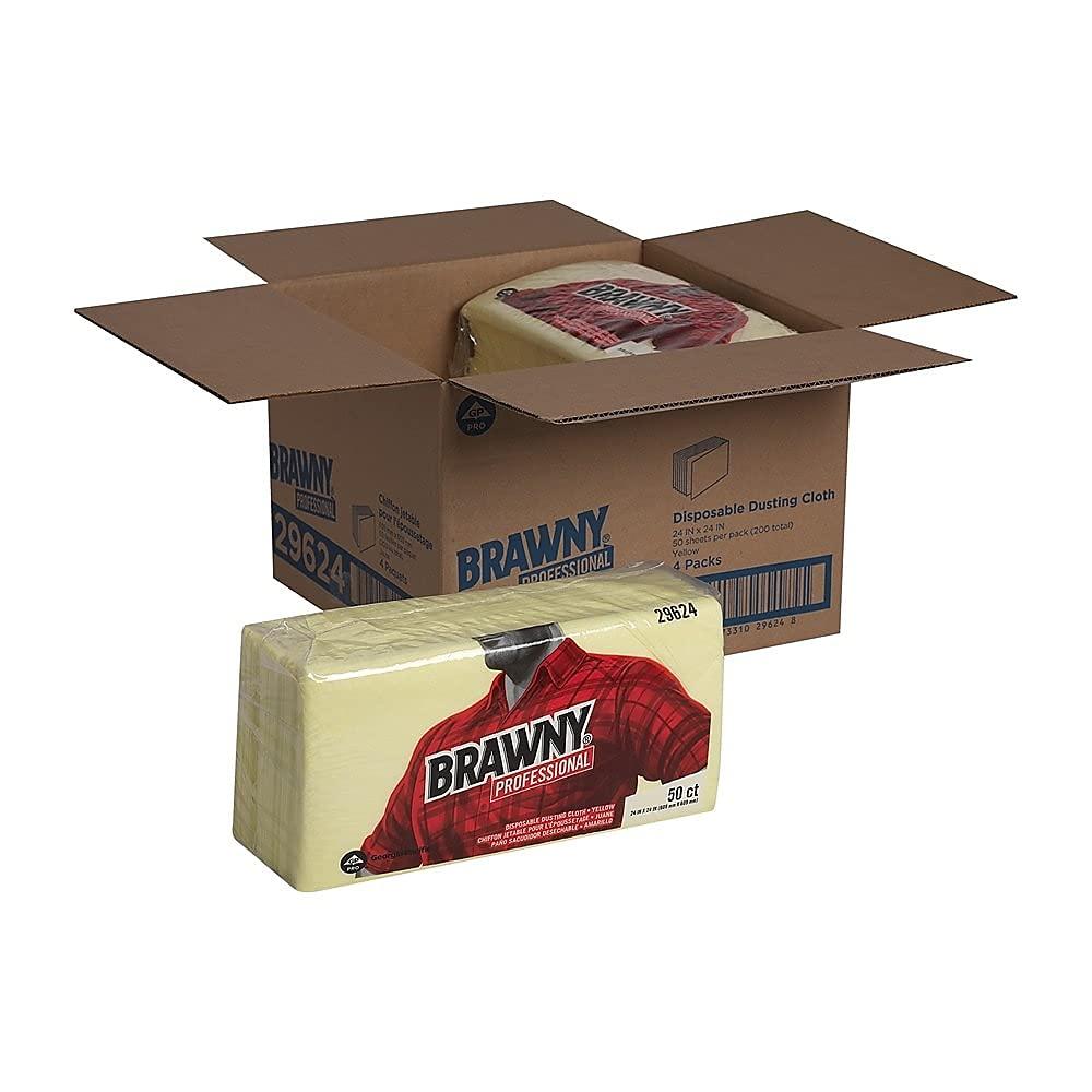 image:imageGeorgiaPacific Brawny Yellow 18 Fold Disposable Dusting Cloth by GP PRO 24 Length x 17 Width 29616 Case of 4 Packs 50 Cloths per Pack24 x 24