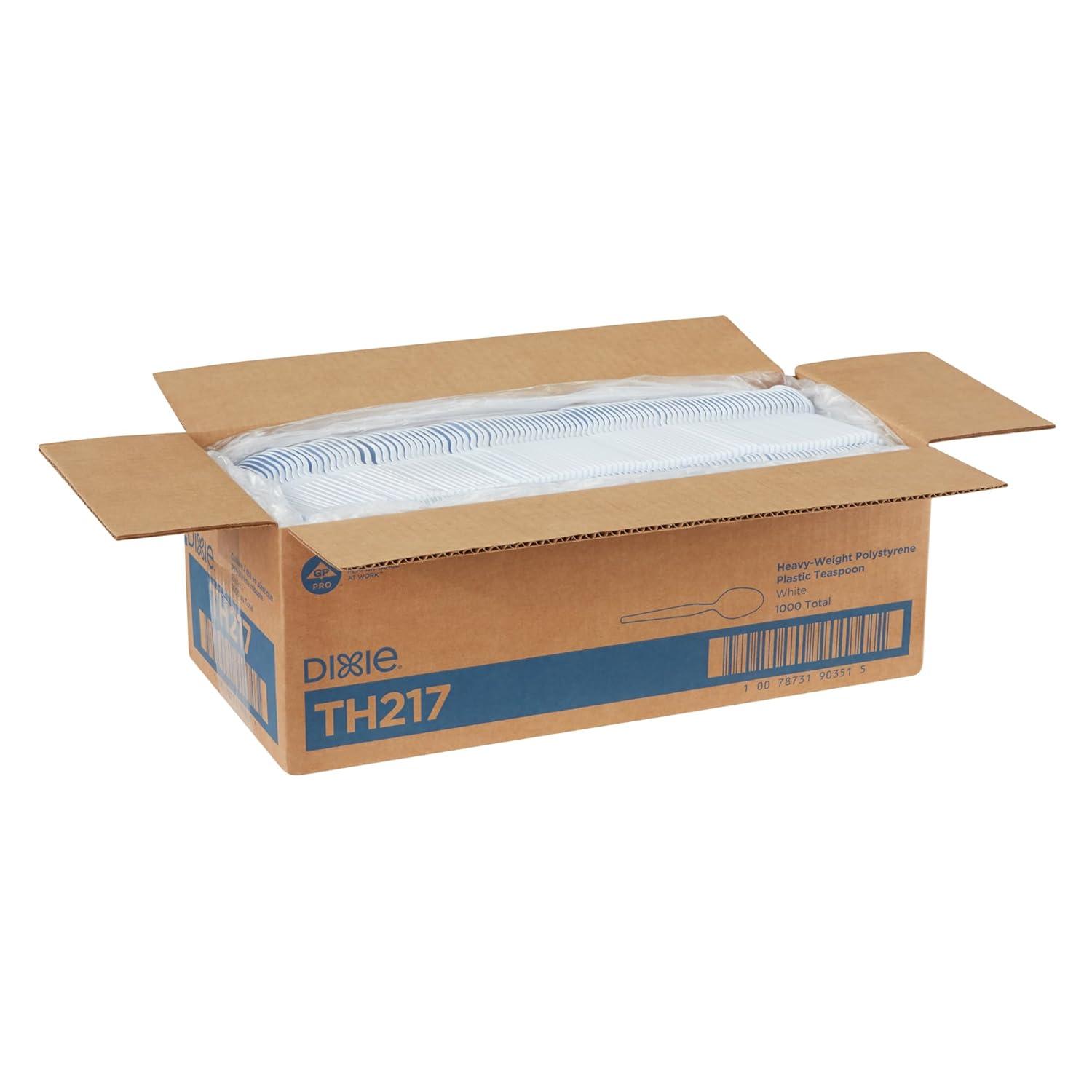 image:imageGeorgiaPacific Dixie 6 HeavyWeight Polystyrene Plastic Teaspoon by GP PRO GeorgiaPacific White TH217 Case of 1000White