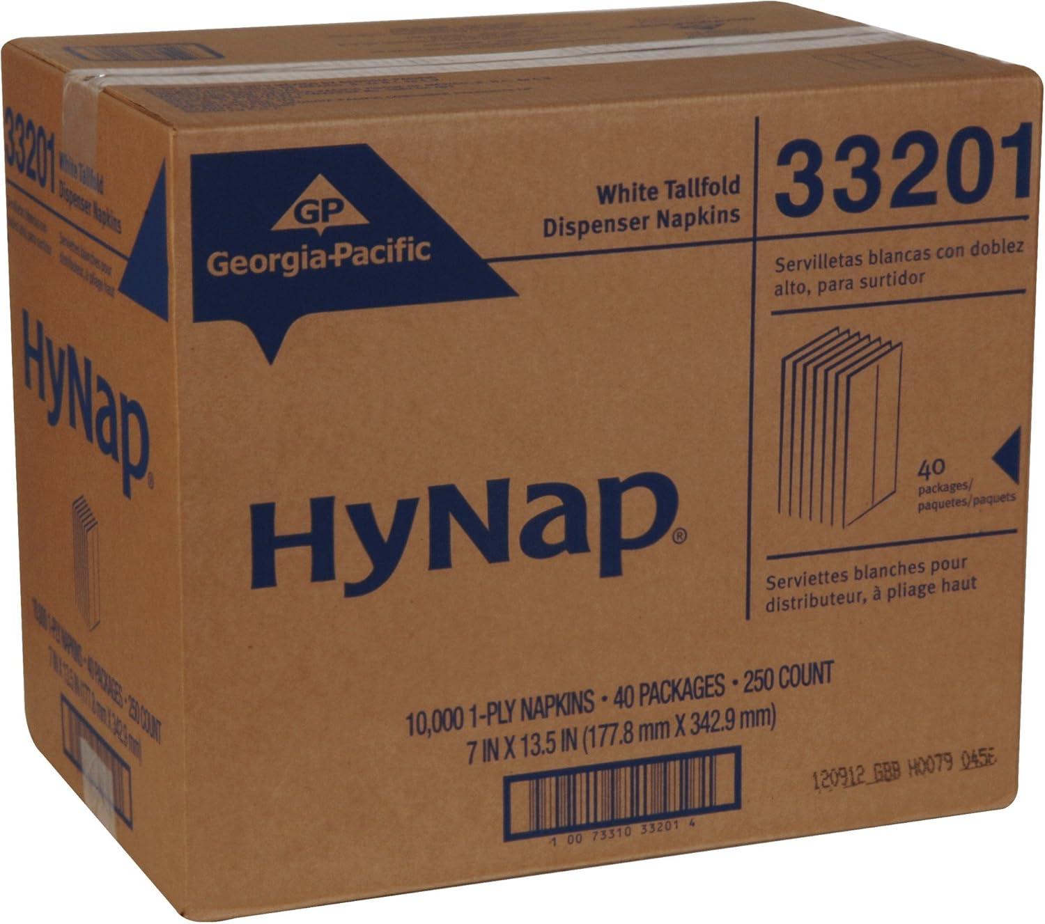 image:imageGeorgiaPacific Dixie Basic TallFold 1Ply Dispenser Napkin Refill Previously HyNap by GP PRO GeorgiaPacific White 33201 250 Napkins Per Pack 40 Packs Per Case 7 x 1350