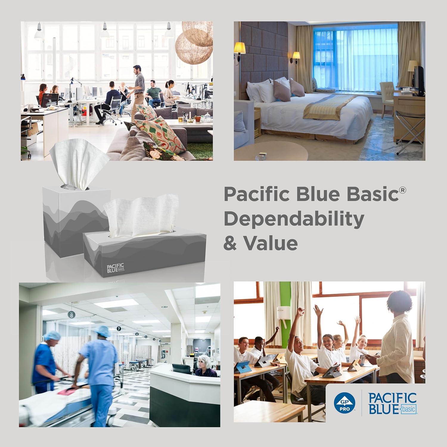 image:imageGeorgiaPacific Pacific Blue Basic 2Ply Facial Tissue 47510 100 Sheets Per Box 36 Cube Boxes Per Bulk Case