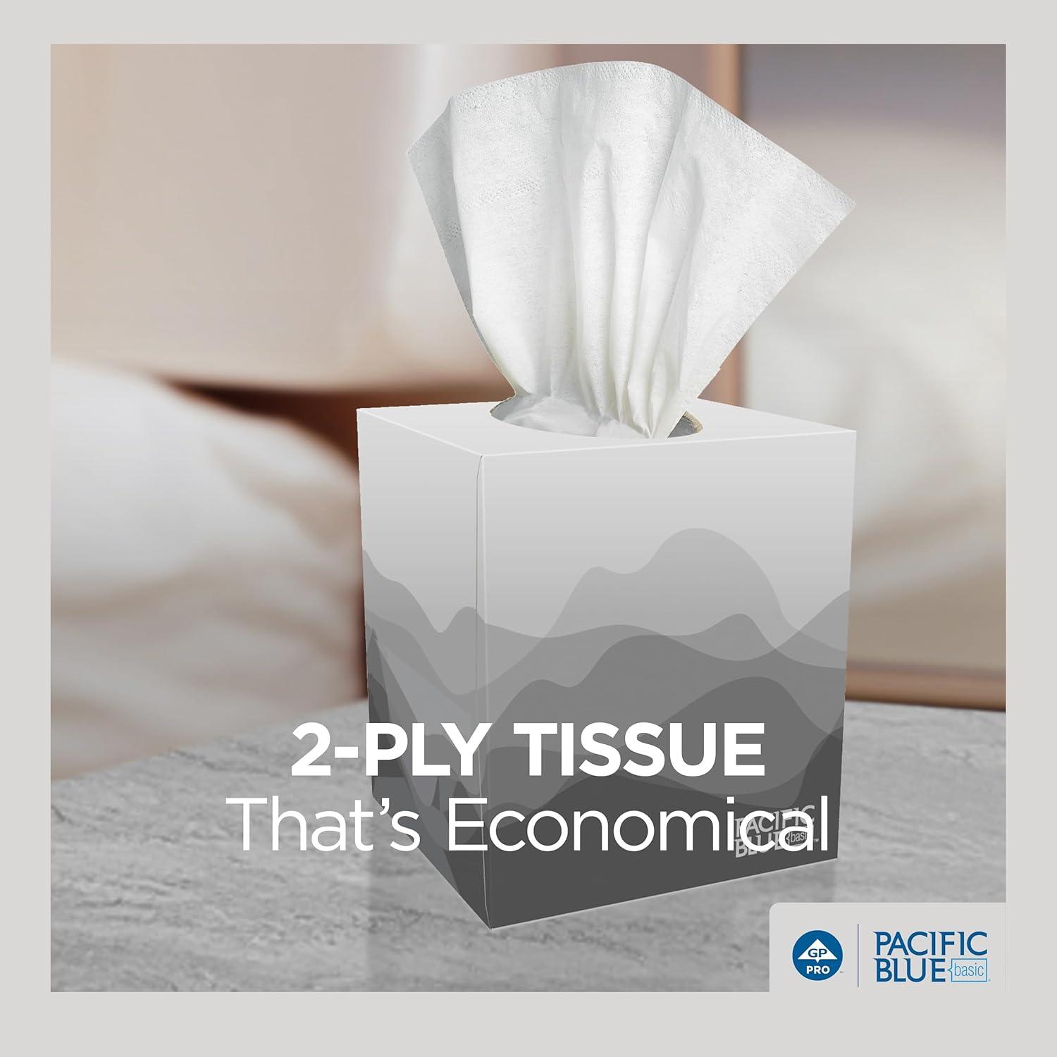 image:imageGeorgiaPacific Pacific Blue Basic 2Ply Facial Tissue 47510 100 Sheets Per Box 36 Cube Boxes Per Bulk Case