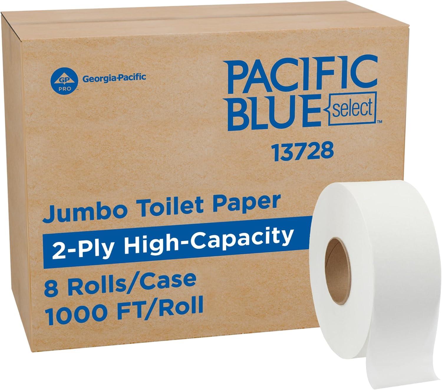 image:imageGeorgiaPacific Pacific Blue Basic 2Ply Jumbo Jr 9 Toilet Paper by GP PRO GeorgiaPacific 12798 1000 Linear Feet per Roll 8 Rolls Per Case8 Count Pack of 1