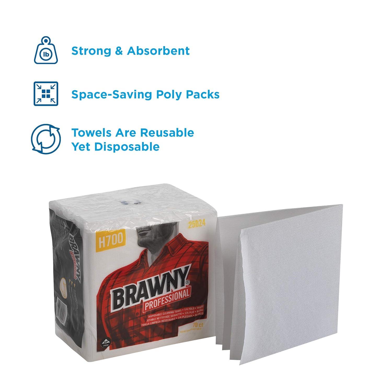 image:imageGeorgiaPacific Professional 25024 Brawny Industrial Heavy Duty Qrtrfld Shop Towels 13x13 White 70 Per Pack Case of 12 PacksWhite