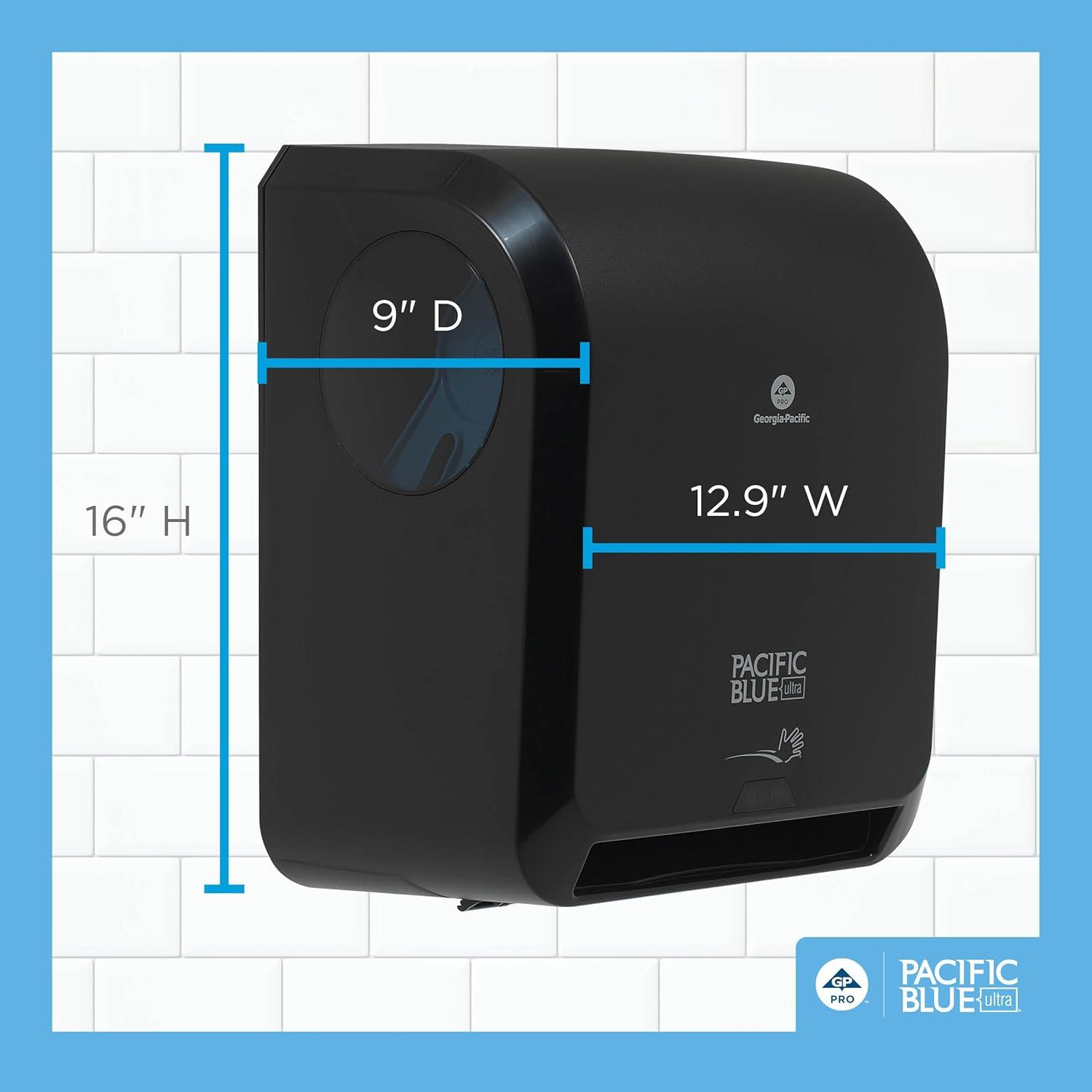image:imagePacific Blue Ultra 8 HighCapacity Automated Touchless Paper Towel Dispenser by GP PRO GeorgiaPacific Black 59590 129 W x 9 D x 16 H 1 DispenserAutomated dispenser