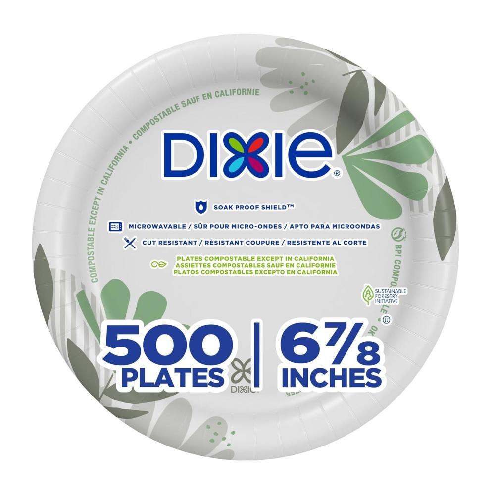 image:imageDixie 68 Inch MediumWeight Paper Plates By GP PRO Pathways Botanical Design 500 Count 125 Disposable Plates Per Pack 4 Packs Per Case UX7WS