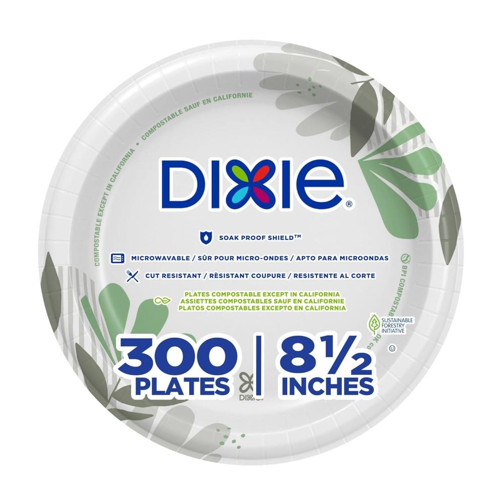 image:imageDixie 8 12 Inch MediumWeight Disposable Paper Plates Pathways 300 Count Bulk Case 6 Packs50 Count Per Pack GeorgiaPacific UX9P300