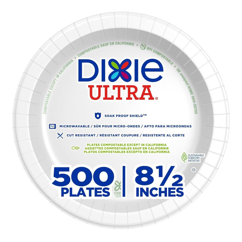 image:imageDixie Ultra 10 Inch HeavyWeight Paper Plates By GP PRO Pathways Botanical Design 500 Count 125 Disposable Plates Per Pack 4 Packs Per Case SXP10PATHWhite