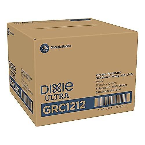 image:imageDixie Ultra Grease Resistant Sandwich Wrap and Liner by GP PRO GeorgiaPacific White GRC1212 12x12 5000 Sheets Per Case 5 packs of 1000 sheets