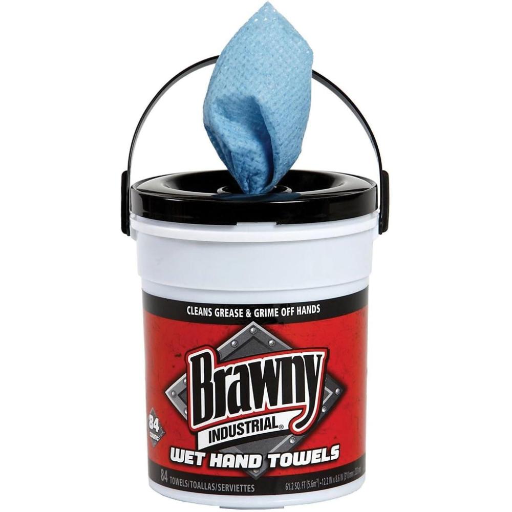 image:imageGeorgiaPacific Brawny Professional Disposable Wet Hand Cleaning Towel by GP PRO GeorgiaPacific 21501 Blue 84 Towels Per Bucket 6 Buckets Per Case Towel WxL 86 x 122