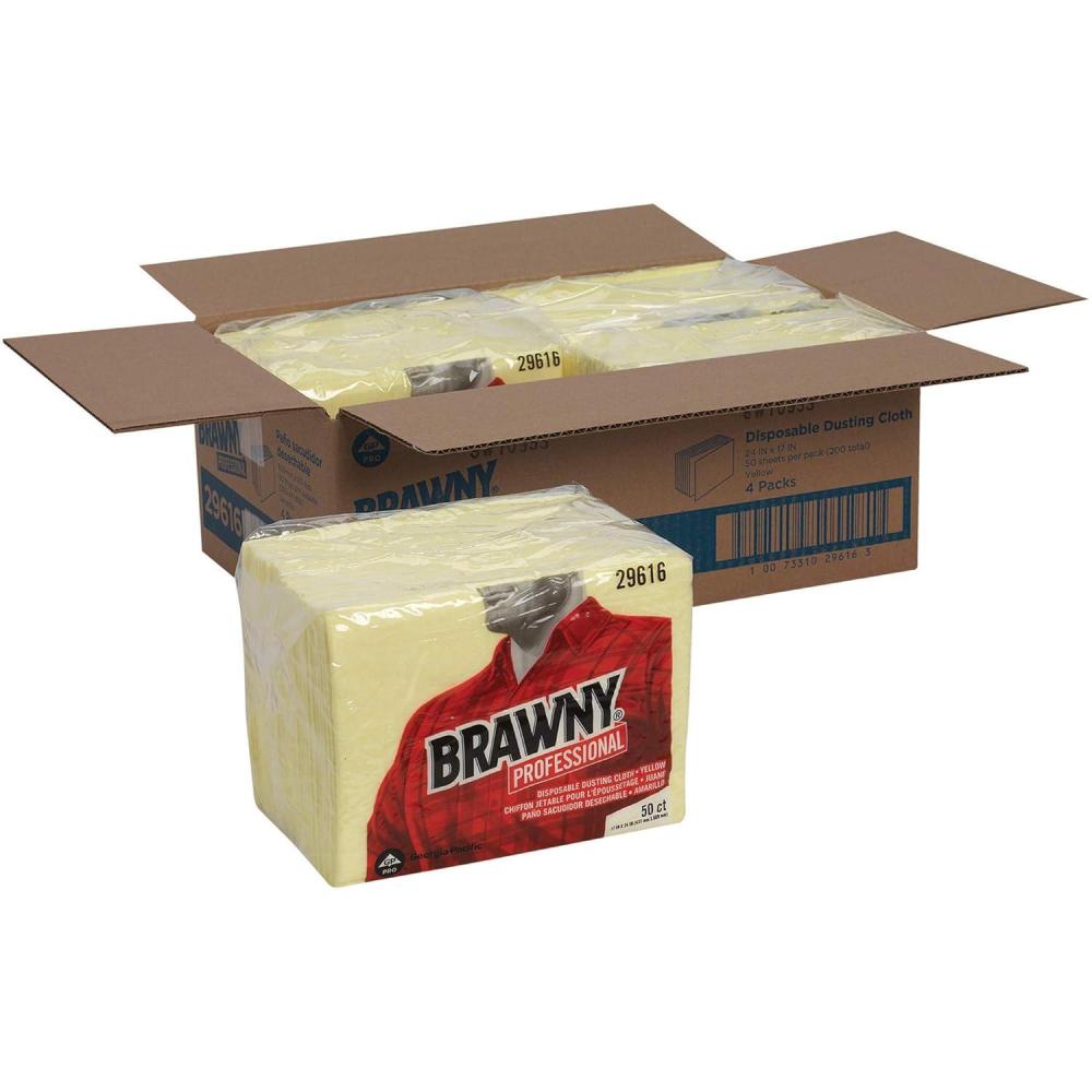 image:imageGeorgiaPacific Brawny Yellow 18 Fold Disposable Dusting Cloth by GP PRO 24 Length x 17 Width 29616 Case of 4 Packs 50 Cloths per Pack17 x 24