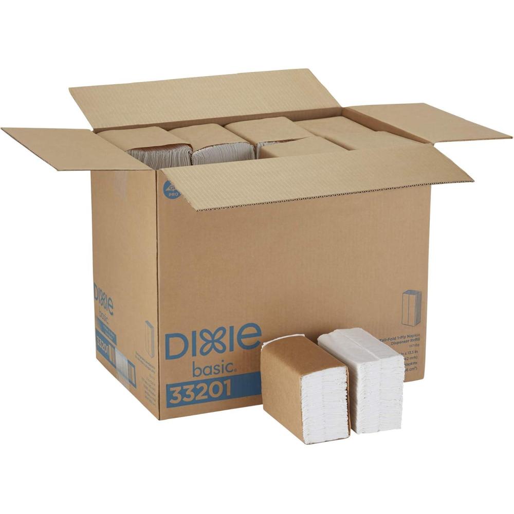 image:imageGeorgiaPacific Dixie Basic TallFold 1Ply Dispenser Napkin Refill Previously HyNap by GP PRO GeorgiaPacific White 33201 250 Napkins Per Pack 40 Packs Per Case 7 x 1350