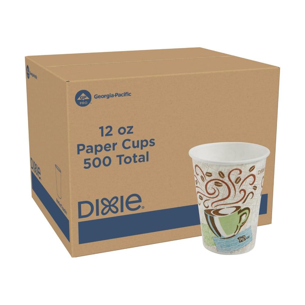 image:imageGeorgiaPacific Dixie PerfecTouch 12 oz Paper Coffee Cups By GP PRO Coffee Haze Design 1000 Count 50 Disposable Cups Per Pack 20 Packs Per Case 5342CD12 oz