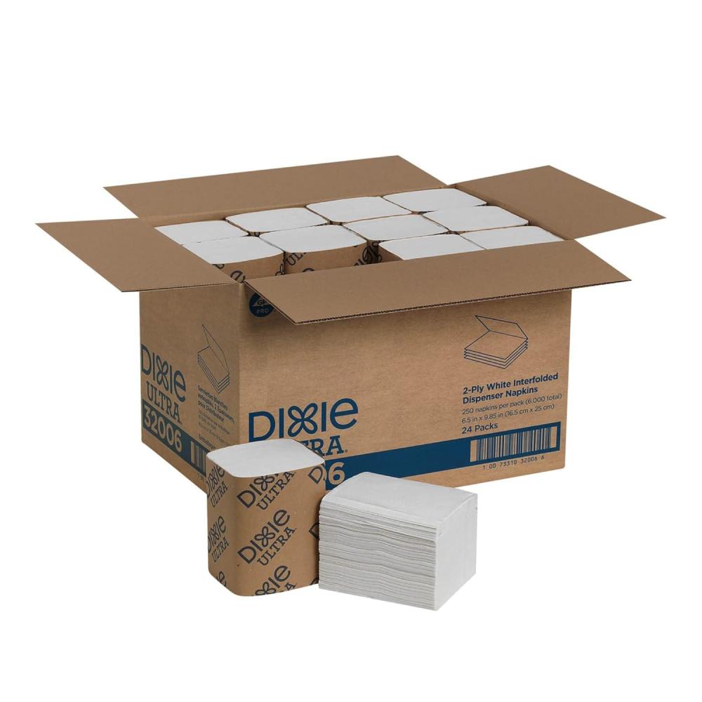 image:imageGeorgiaPacific Dixie Ultra Interfold 2Ply Napkin Dispenser Refill White 32006 250 Napkins Per Pack 24 Packs Per Case