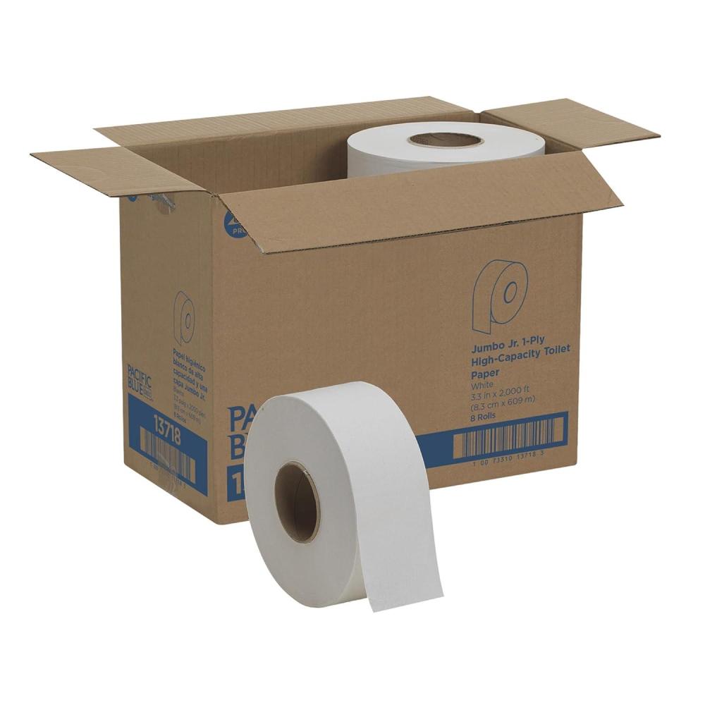 image:imageGeorgiaPacific Pacific Blue Basic 1Ply Jumbo Jr 9 Toilet Paper by GP PRO GEORGIAPACIFIC 13718 2000 Linear Feet Per Roll 8 Rolls Per Case