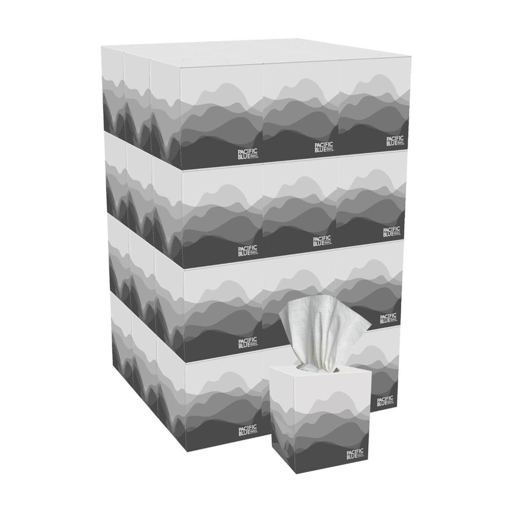 image:imageGeorgiaPacific Pacific Blue Basic 2Ply Facial Tissue 47510 100 Sheets Per Box 36 Cube Boxes Per Bulk Case