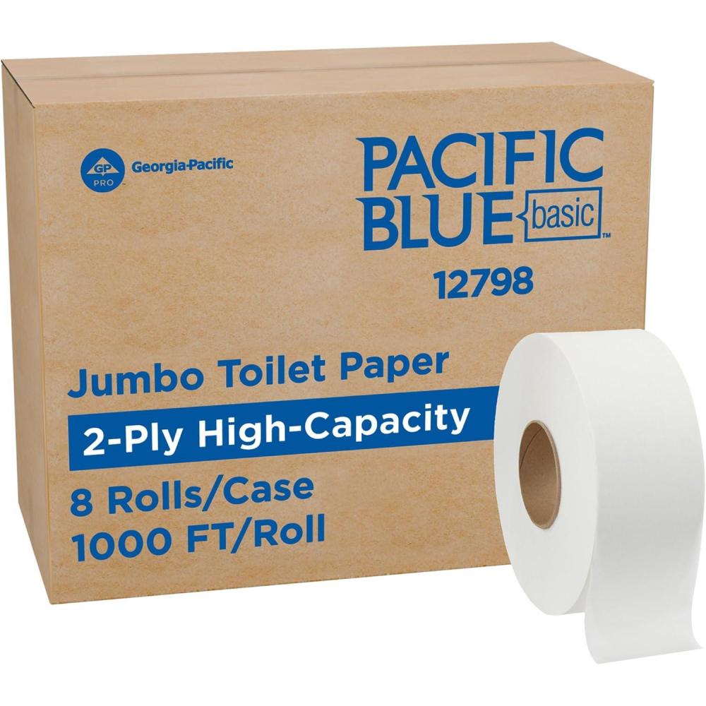 image:imageGeorgiaPacific Pacific Blue Basic 2Ply Jumbo Jr 9 Toilet Paper by GP PRO GeorgiaPacific 12798 1000 Linear Feet per Roll 8 Rolls Per Case8 Count Pack of 1