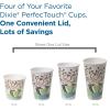 Dixie PerfecTouch 10 oz Paper Coffee Cups and Lids By GP PRO, Coffee Haze Design, 300 Disposable Cups and Lids (50 Disposable Cups and Lids Per Pack, 6 Packs Per Case), 5310COMBO600(White)