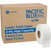 Georgia-Pacific Pacific Blue Basic 2-Ply Jumbo Jr. 9″ Toilet Paper by GP PRO (Georgia-Pacific), 12798, 1,000 Linear Feet per Roll, 8 Rolls Per Case(8 Count (Pack of 1))