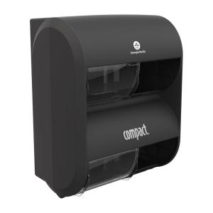 Compact® 4-ROLL Quad Plus CORELESS HIGH-Capacity Toilet Paper Dispenser, Black, 1 Dispenser