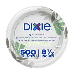 Dixie 8.5 Inch Medium-Weight Paper Plates By GP PRO, Pathways Design, 500 Count (125 Disposable Plates Per Pack, 4 Packs Per Case), UX9WS