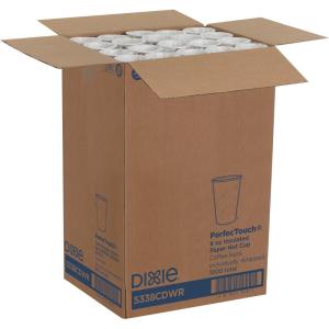 Dixie PerfecTouch 8 oz Paper Coffee Cups By GP PRO, Coffee Haze Design, 1000 Count (Individually Wrapped Disposable Cups), 5338CDWR(Coffee Haze Design)